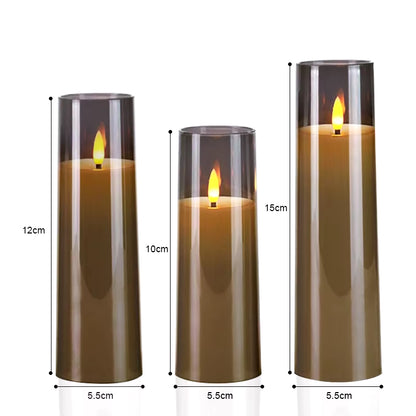 3Pcs/Set LED Flameless Candles Flickering Light with Remote Control for Festival Wedding Home Party Decor Lighting