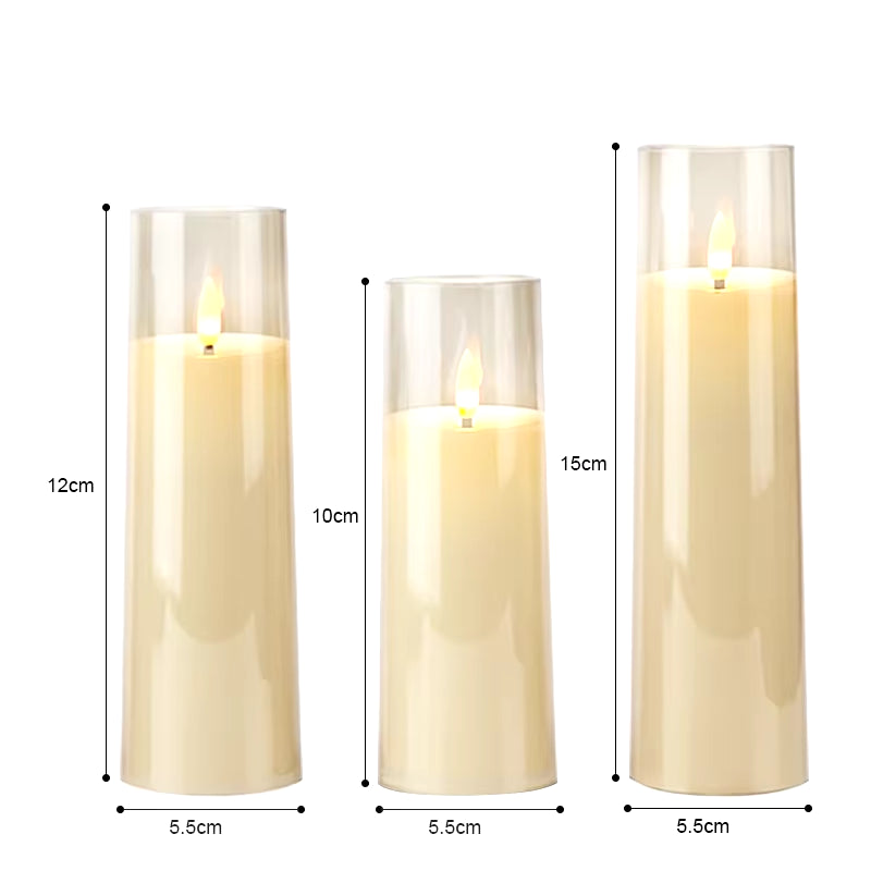 3Pcs/Set LED Flameless Candles Flickering Light with Remote Control for Festival Wedding Home Party Decor Lighting