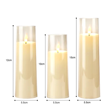 3Pcs/Set LED Flameless Candles Flickering Light with Remote Control for Festival Wedding Home Party Decor Lighting